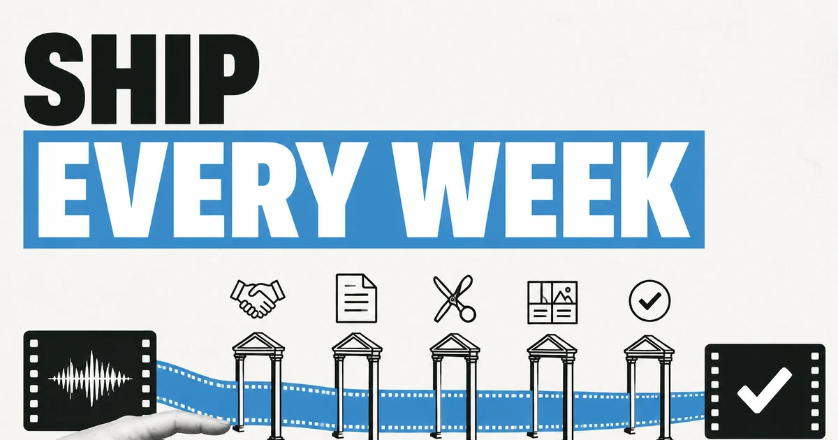 Ship every week: one recording moving through five video production approval gates.